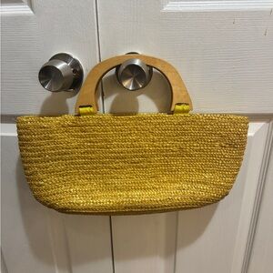 Elegant Yellow Woven Tote Bag